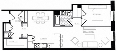 1 bed 1 bath - 1000 sq - 2 - A7